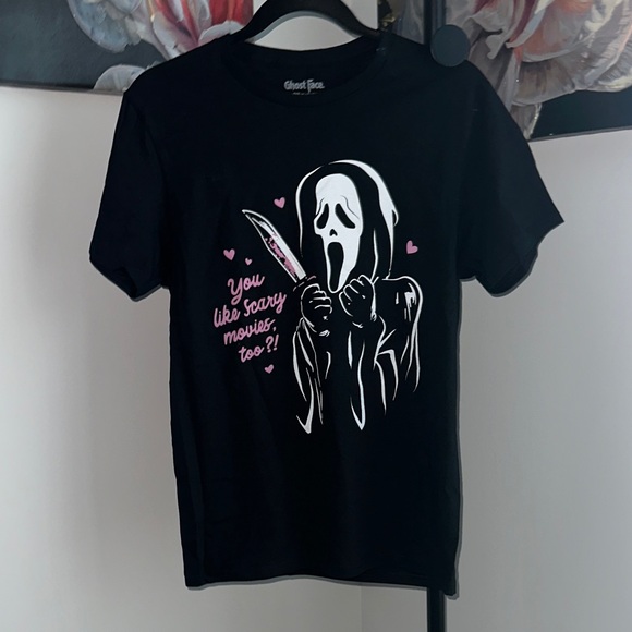 Tops - Scary movie Black Graphic Tee with Pink Accents
